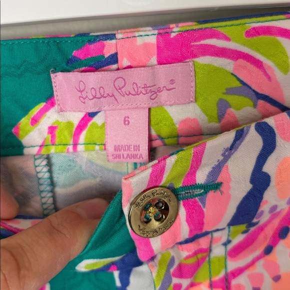 Lilly Pulitzer Pink and Green Floral Pants - Size 6 - Picture 7 of 9